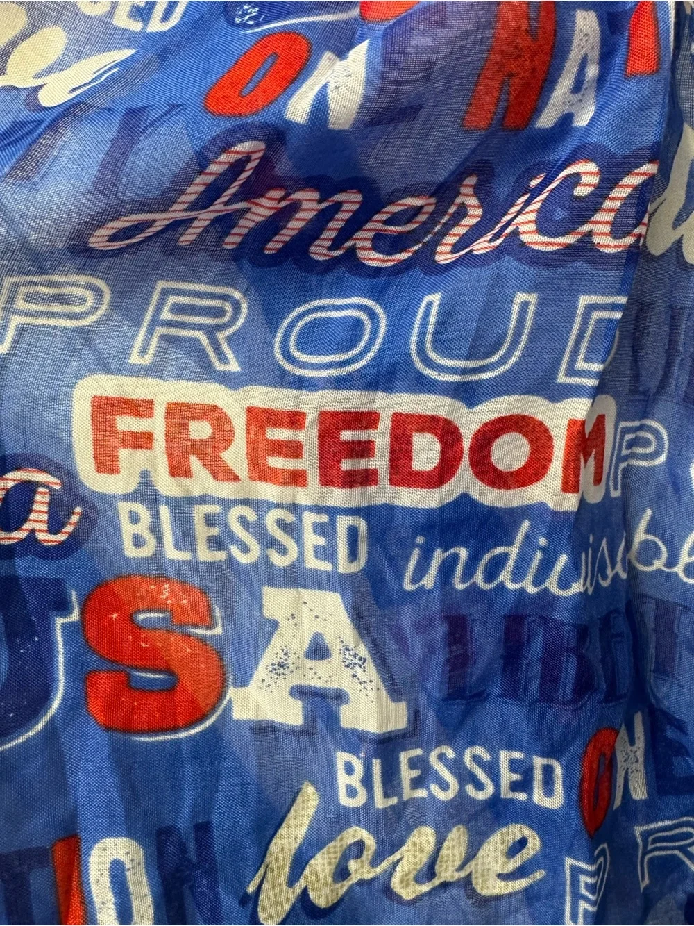 Patriotic USA Freedom America Blue Graphic Print Scarf 4th of July Fashion
